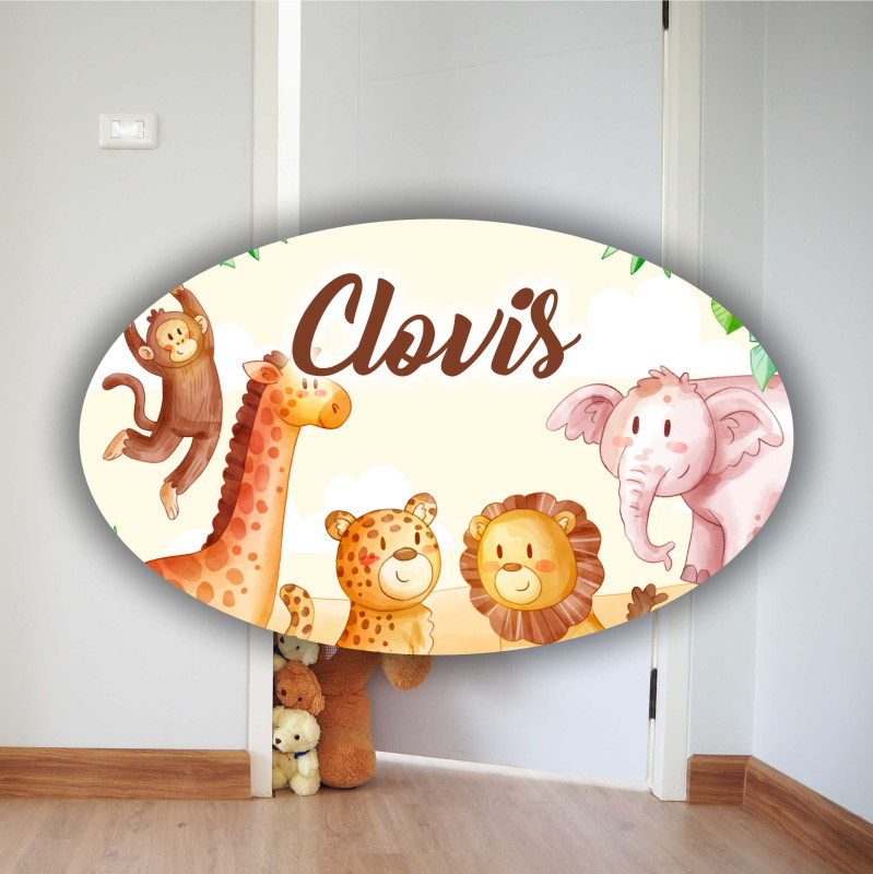 Plaque de Porte Chambre d'Enfant - Les Animaux de la Jungle