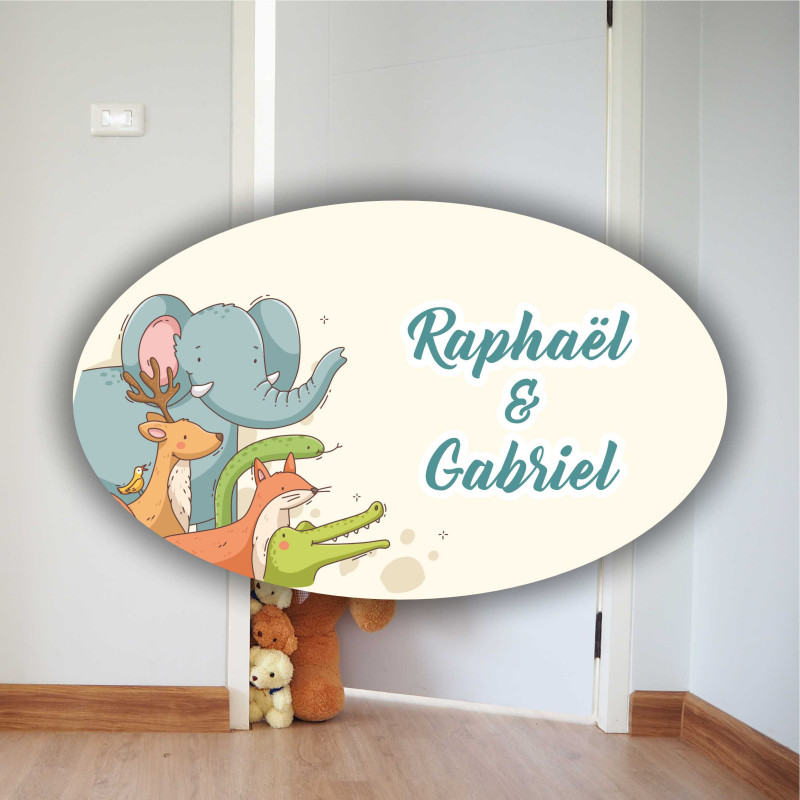 Plaque de Porte Chambre d'Enfant - Les Amis Animaux